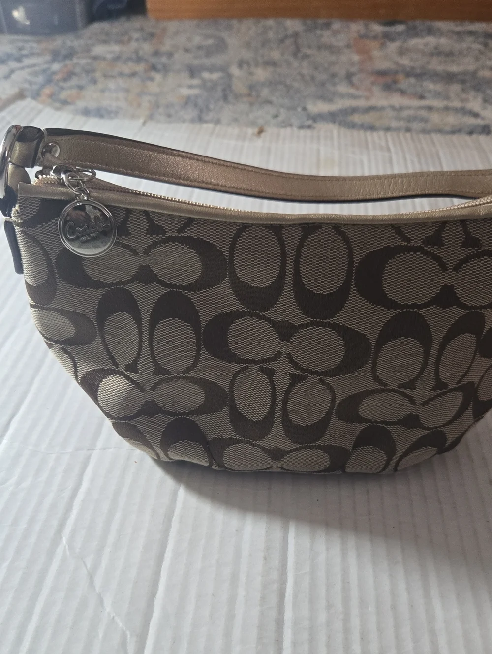 Coach Mini Shoulder Bag in Khaki and Brown